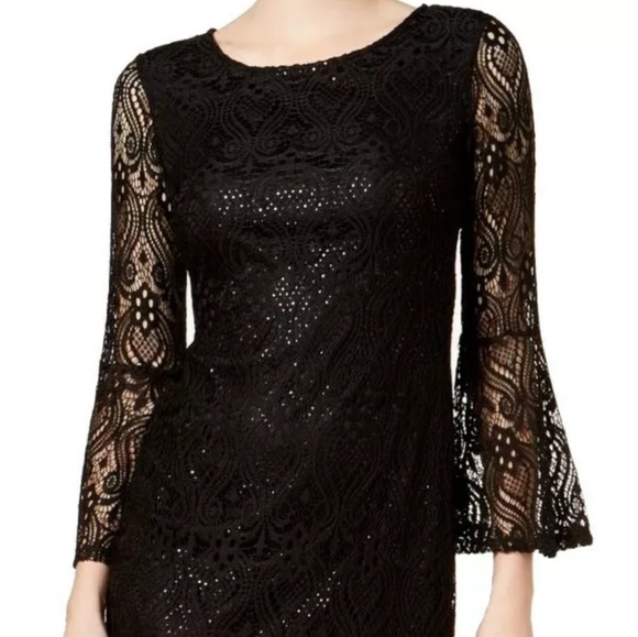 NWT SIGNATURE ROBBIE Bee Sheath dress lace sleeves NYLON SPANDEX FORMAL PS - Picture 5 of 7